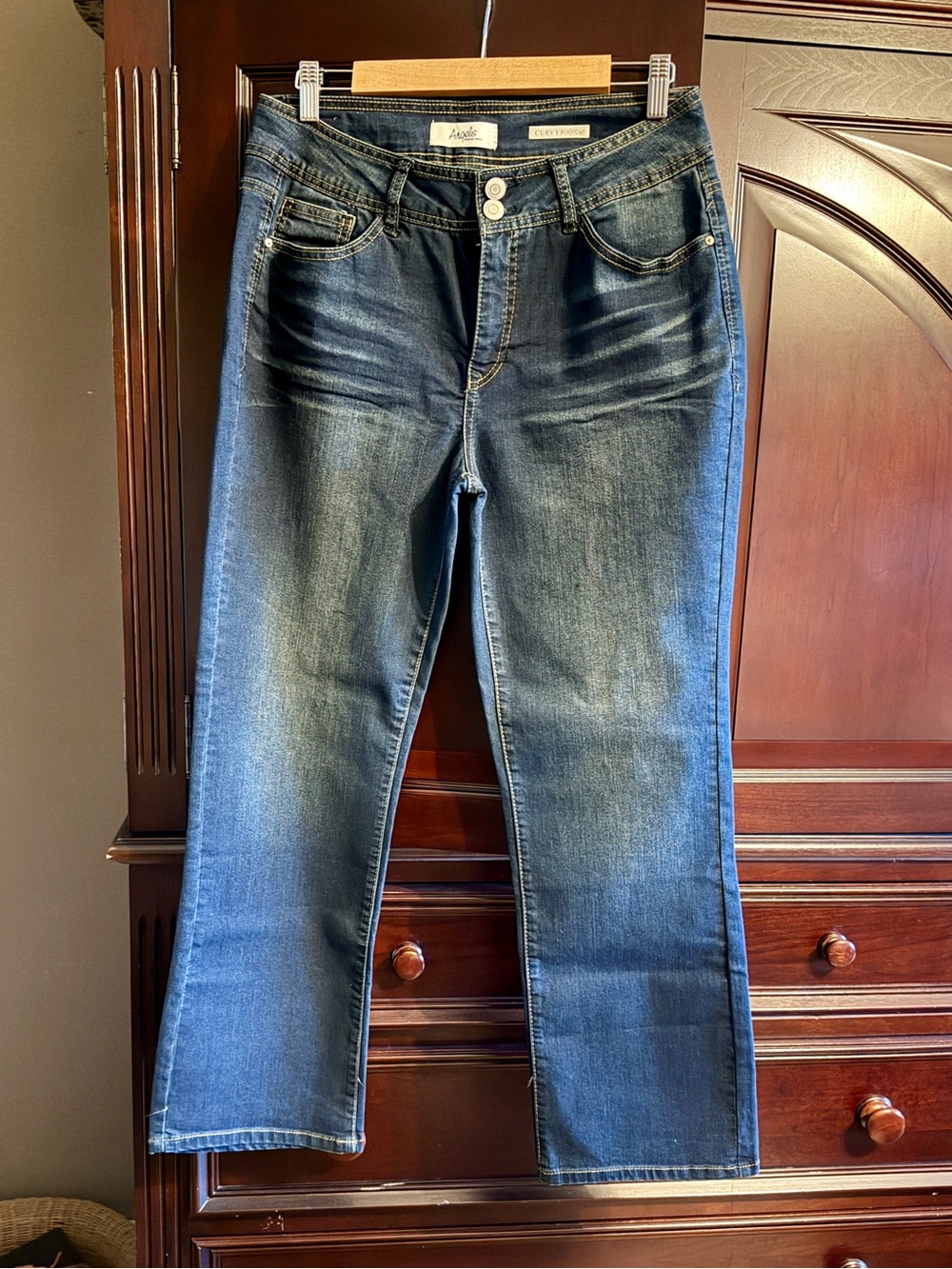 Angels Women's Boot Cut Jeans in Dark Blue Fade